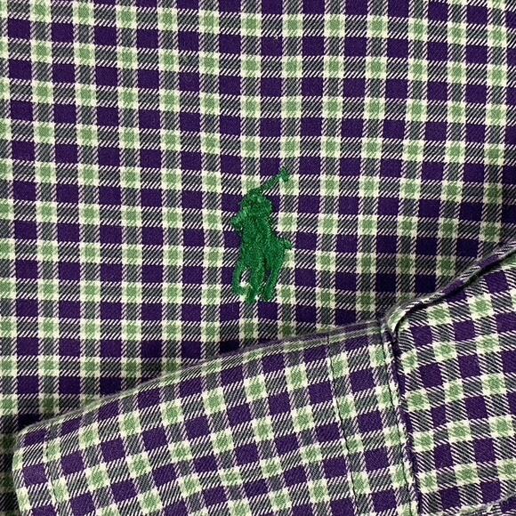 Polo Ralph Lauren Button Down Shirt Men's 2XB Purple Green Plaid Preppy - Picture 1 of 7
